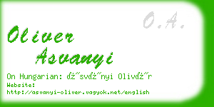 oliver asvanyi business card